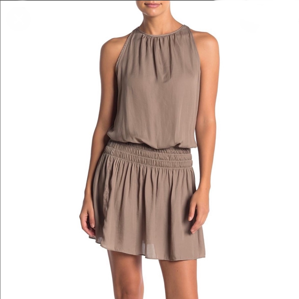 Taupe Sleeveless Smocked Waist Dress